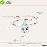 Inel argint 925 cu Topaz Albastru forma de lacrima – delicatete si claritate interioara