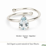Inel argint 925 cu Topaz Albastru forma de lacrima – delicatete si claritate interioara