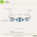 Inel argint 925 cu Topaz Albastru triplu – claritate si echilibru zilnic