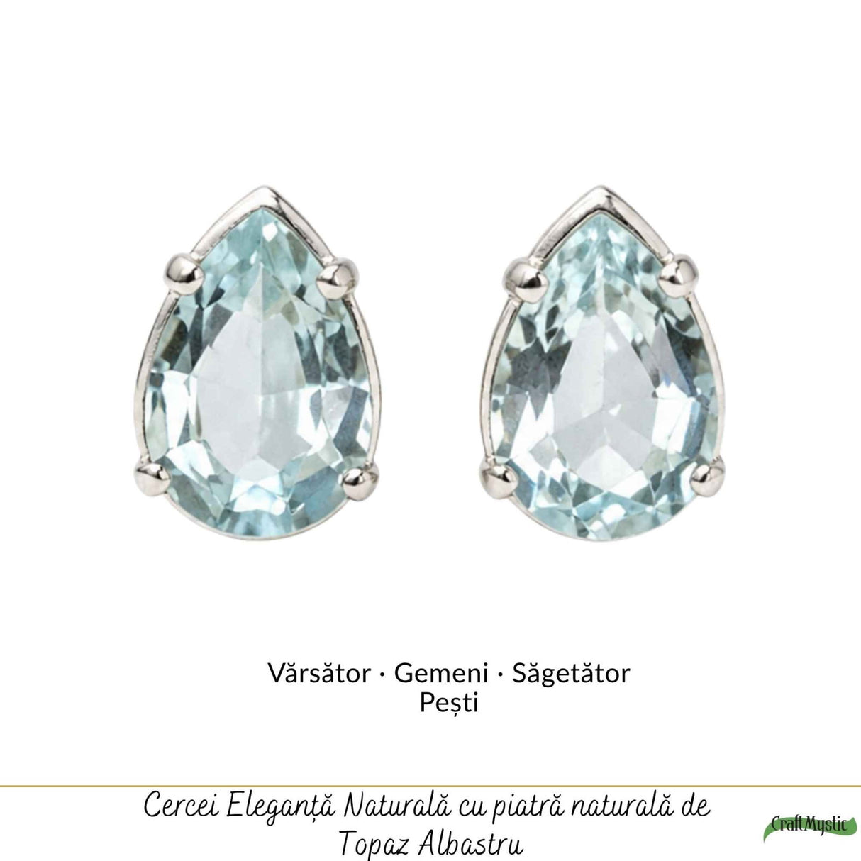 Cercei argint 925 lacrima cu topaz albastru – calm si claritate interioara