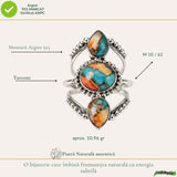 Inel Argint 925 cu Turcoaz Spinny Oyster Floare Vintage – Protectie si Feminitate
