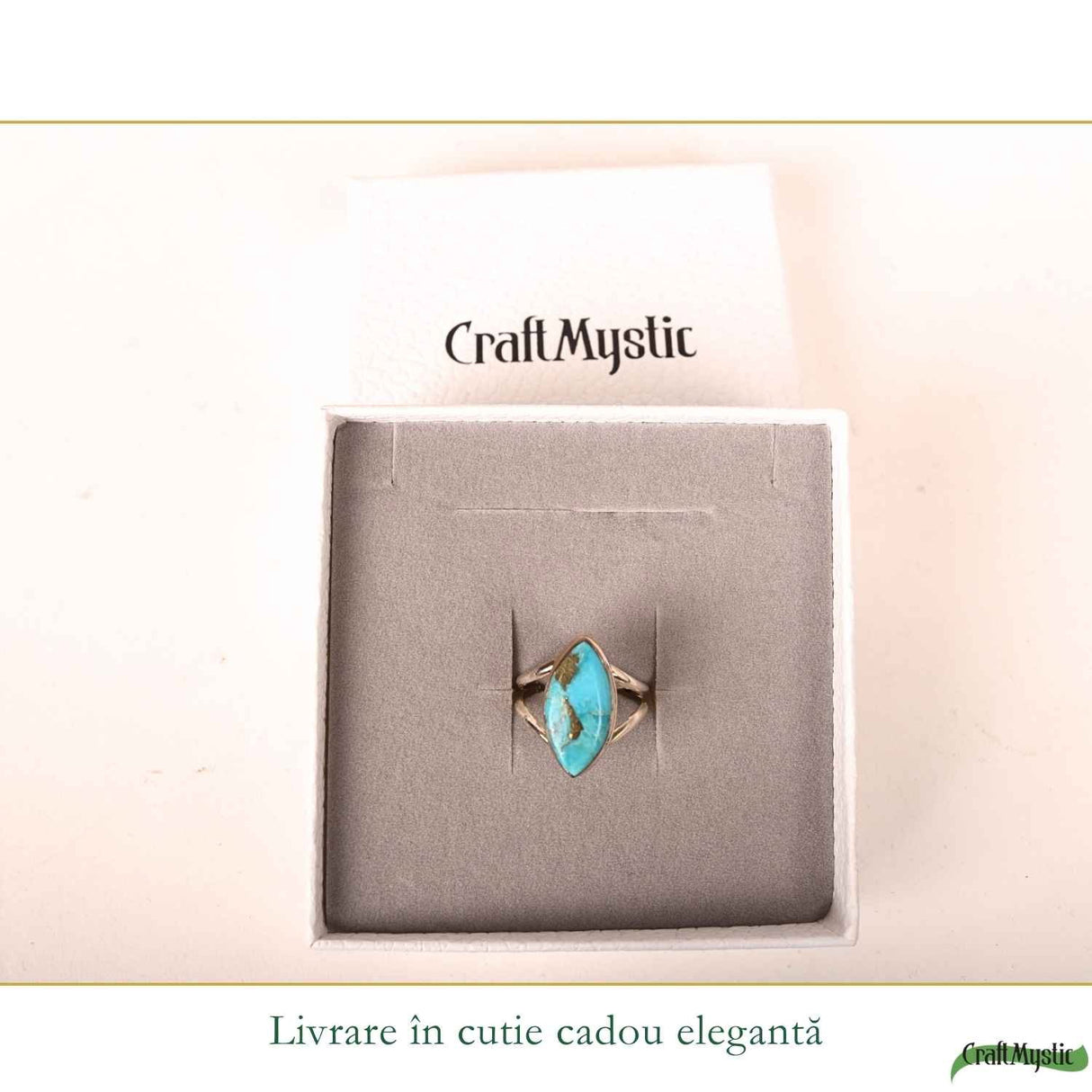 Inel Argint 925 cu Turcoaz si Pirita Delica – Protectie si Echilibru