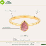 Inel Argint 925 cu Turmalina Roz Lacrima – Feminitate si Iubire Delicata