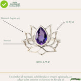Inel Argint 925 Floare de Lotus cu Ametist Natural – Echilibru si Claritate Interioara