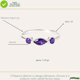 Inel Argint 925 cu 3 Pietre Ametist Natural Fatetat – Calm si Claritate Interioara
