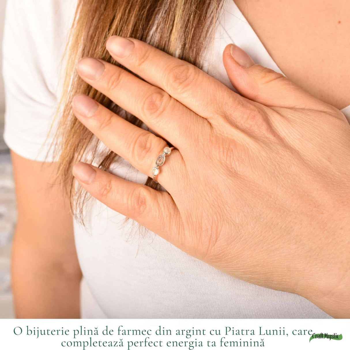 Inel Argint 925 Triplu cu Piatra Lunii Fatetata – Intuitie si Delicatete