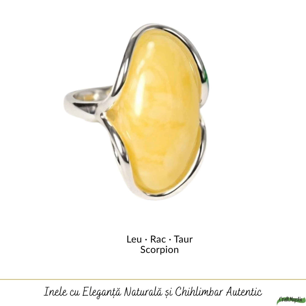 Inel Argint 925 cu Chihlimbar Galben Natural Oval - Lumina Calda si Eleganta Naturala