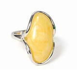 Inel Argint 925 cu Chihlimbar Galben Natural Oval - Lumina Calda si Eleganta Naturala