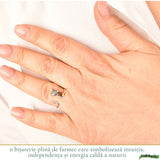 Inel Argint 925 cu Pisica si Chihlimbar Natural - Delicatețe, Intuitie si Energie Calda