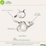 Inel Argint 925 Pisica cu Piatra Lunii – Intuitie si Protectie Feminina
