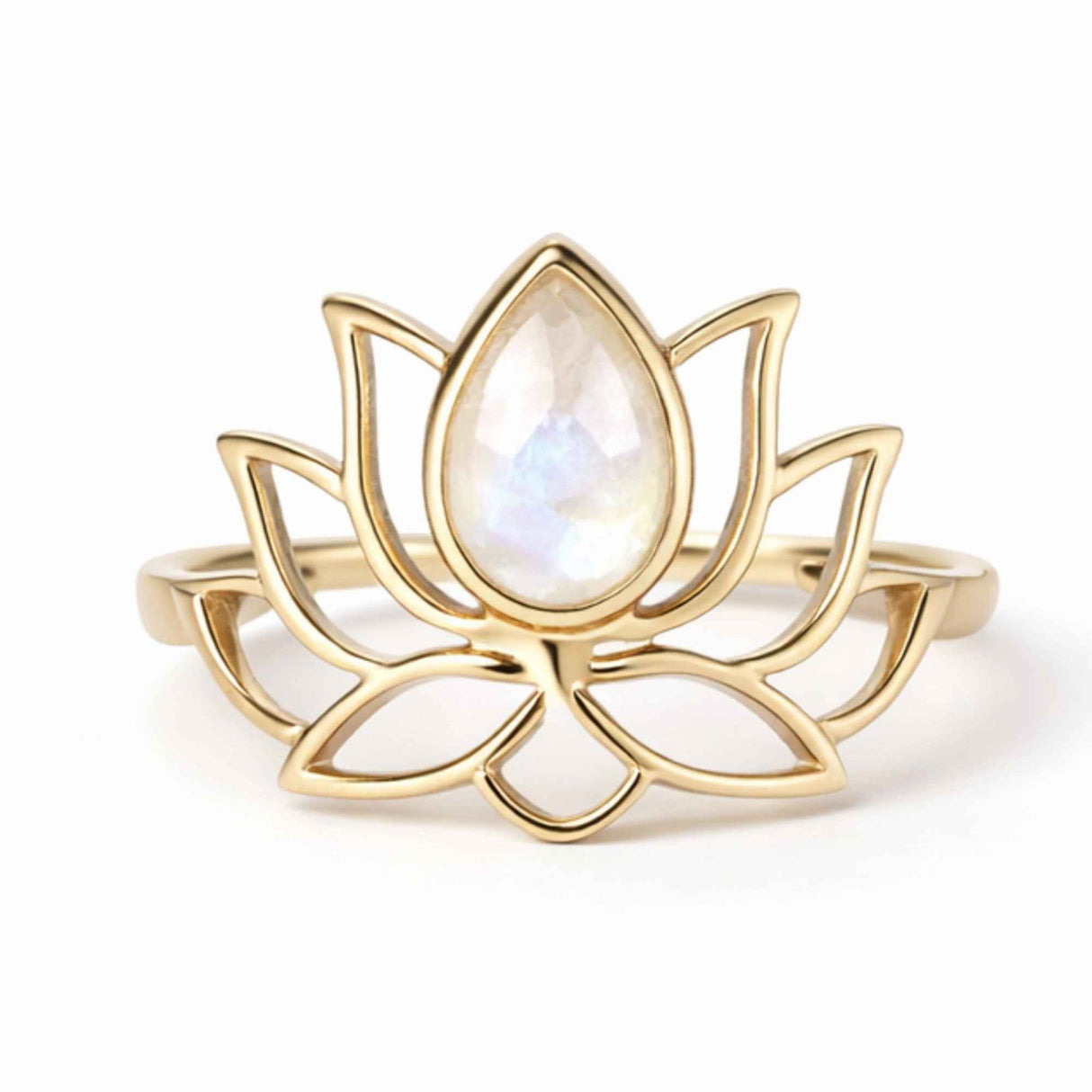 Inel Argint 925 Floare de Lotus cu Piatra Lunii – Echilibru si Liniste Interioara