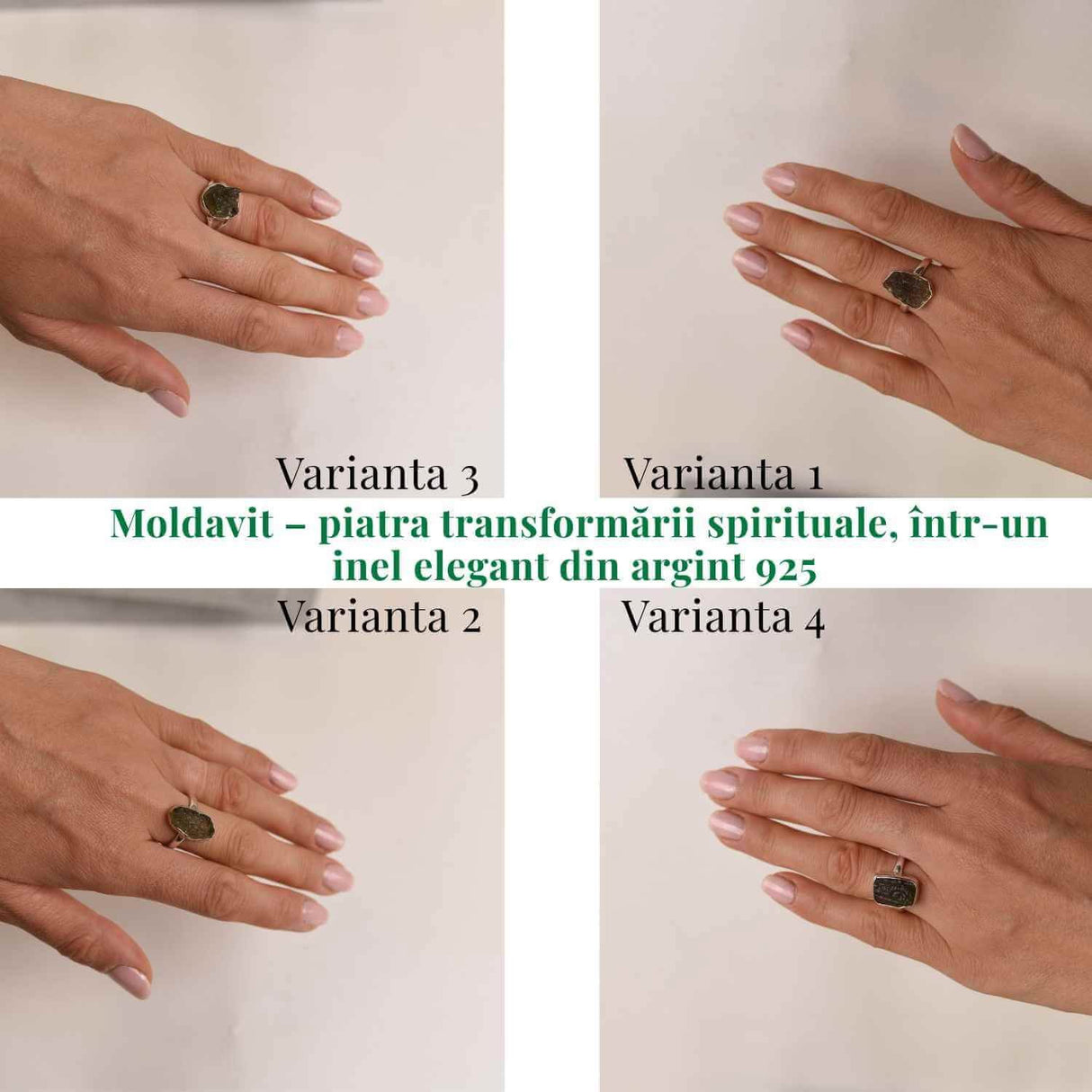 Inel argint 925 cu Moldavit natural brut Marime M52-53/6 - Piatra transformarii spirituale