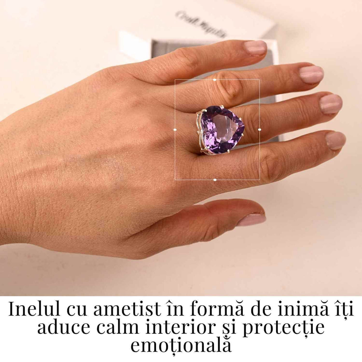 Inel din Argint 925 cu Ametist in Forma de Inima - Calm Interior si Protectie Emotionala