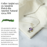 Colier Argint 925 cu Ametist Natural in Forma de Pisica - Claritate Spirituala si Protectie Energetica