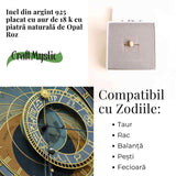 Inel Argint 925 placat cu Aur 18K cu Opal Roz Oval - Iubire, Vindecare si Blandete