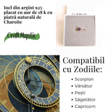 Inel Argint 925 placat cu Aur 18K cu Charoite Oval - Transformare si Claritate Spirituala