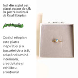 Inel argint 925 placat cu aur 18K cu Opal Etiopian lacrima - Lumina sufletului