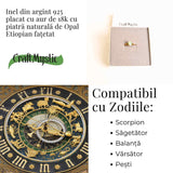 Inel Argint 925 placat cu Aur 18K cu Opal Etiopian Oval Fatetat - Magie si Armonie Interioara