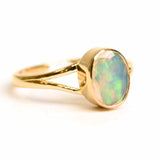 Inel Argint 925 placat cu Aur 18K cu Opal Etiopian Oval Fatetat - Magie si Armonie Interioara