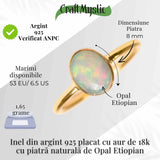 Inel argint 925 placat cu aur 18k cu Opal Etiopian oval - Lumina interioara si inspiratie divina