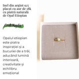 Inel argint 925 placat cu aur 18k cu Opal Etiopian oval - Lumina interioara si inspiratie divina