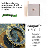 Inel din argint 925 placat cu aur 18K forma delica cu piatra naturala Opal Etiopian marquise