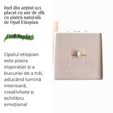 Inel din argint 925 placat cu aur 18K forma delica cu piatra naturala Opal Etiopian marquise