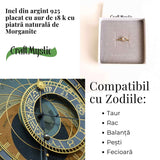 Inel Argint 925 placat cu Aur 18K cu Morganite Patrat - Iubire Divina si Echilibru Emotional