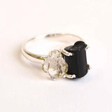 Inel argint 925 cu Turmalina si Herkimer Diamond - Protectie si Claritate Interioara
