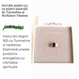 Inel argint 925 cu Turmalina si Herkimer Diamond - Protectie si Claritate Interioara