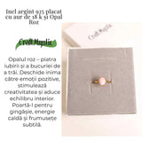 Inel argint 925 placat cu aur 18K si Opal Roz fatetat - Iubire, creativitate si echilibru