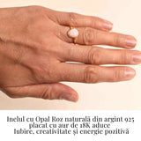 Inel argint 925 placat cu aur 18K si Opal Roz fatetat - Iubire, creativitate si echilibru