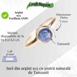 Inel Argint 925 cu Tanzanit Rotund - Claritate si Transformare Interioara