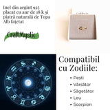Inel Argint 925 placat cu Aur 18K si Topaz Alb Fatetat - Claritate si Eleganta