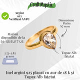 Inel argint 925 placat cu aur 18K si Topaz Alb fatetat lacrima - Claritate si Eleganta