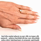 Inel argint 925 placat cu aur 18K cu Topaz Alb lacrima - Claritate si Renastere