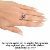 Inel argint 925 cu Ametist Fatetat - Claritate si Echilibru Interior