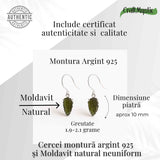 Cercei argint 925 cu Moldavit natural neuniform 1.9-2 grame - Transformare interioara si conexiune spirituala