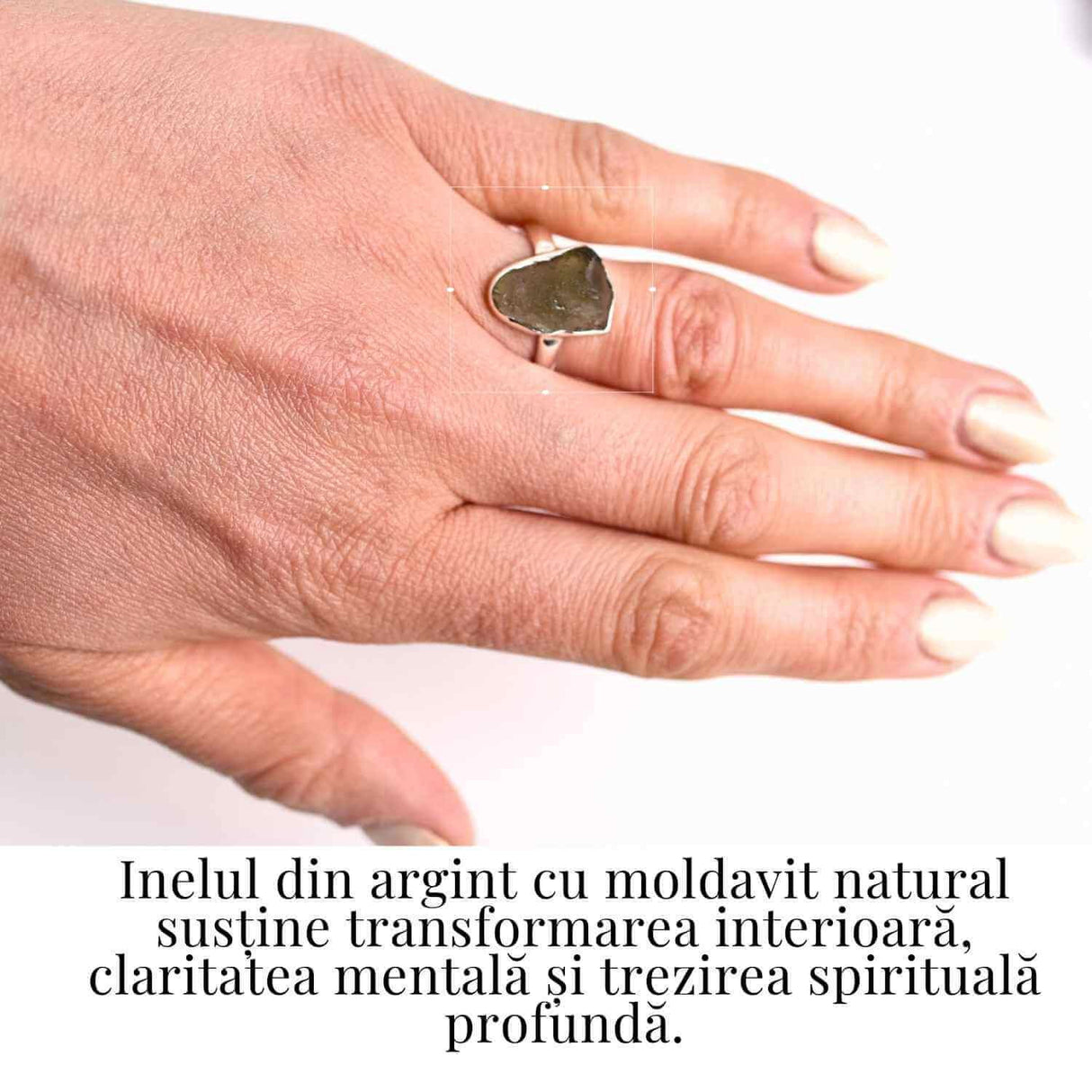 Inel cu moldavit natural si montura argint 925 marime M49-50/5 - Claritate si renastere interioara