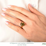 Inel argint 925 placat cu aur de 18k moldavit brut M6.5/52 – energie intensa si transformare profunda