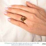 Inel argint 925 placat cu aur de 18k si moldavit brut neuniform, M6.5/53 – energie profunda si transformare autentica
