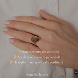 Inel argint 925 placat cu aur de 18k si moldavit brut neuniform, M6.5/53 – energie profunda si transformare autentica