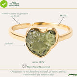 Inel argint 925 placat cu aur de 18k si moldavit brut inima, M6/51 – energie intensa si transformare autentica