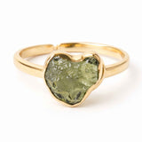 Inel argint 925 placat cu aur de 18k si moldavit brut inima, M6/51 – energie intensa si transformare autentica
