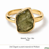 Inel argint 925 placat cu aur de 18k si moldavit brut neuniform, M6.5/53 – energie puternica si transformare autentica
