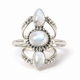 Inel Argint 925 Vintage Triplu cu Piatra Lunii – Intuitie si Eleganta Clasica
