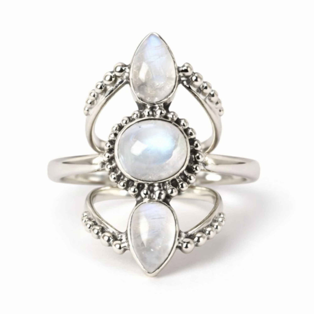 Inel Argint 925 Vintage Triplu cu Piatra Lunii – Intuitie si Eleganta Clasica
