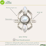 Inel Argint 925 Vintage Triplu cu Piatra Lunii – Intuitie si Eleganta Clasica