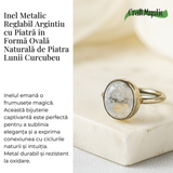 Inel Reglabil Argintiu cu Piatra Lunii Curcubeu - Intuitie si Liniste
