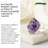 Inel argintiu ajustabil cu vart de Ametist natural, pentru calm si claritate